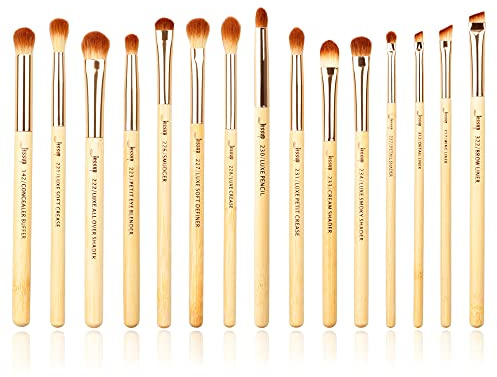 Jessup Set de brochas de bambú para maquillaje profesional, kit de herramientas de maquillaje, Buffer definidor de pliegues para sombreadores de ojos, T137