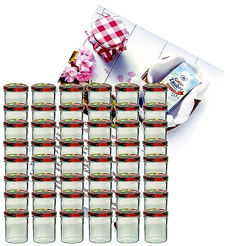 MamboCat 50er 350 ml Sturzglas-Set | Einmachgläser + Twist-Off-Deckel Obst + GRATIS Rezeptheft | einkochen & konservieren | backofengeeignet
