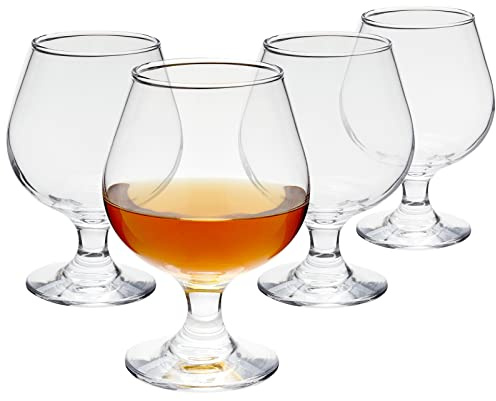 Juvale Cocktail Glasses - 13 Oz Clear Modern Short Stem, 4 Count, Lead-Free Crystal - Brandy Glasses & Cognac Balloon Snifters for Bourbon