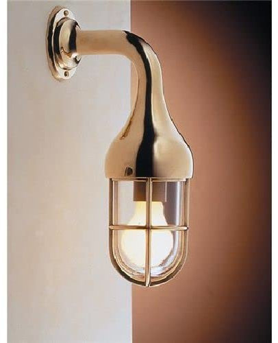 Licht-Erlebnisse Edle Schiffslampe aus Messing Glas Handarbeit maritime Lampe Badezimmer Flur Wandleuchte NAPOLI