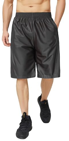 Men's Quick-Dry Athletic Shorts - Mesh-Lined, Pocketed, Over-Knee with 11-13 Inseam,Adjustable Drawstring, XX-Large, Grey