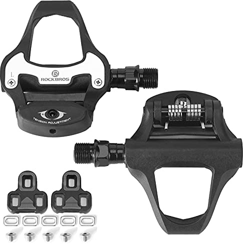ROCKBROS Road Bike Pedals Clipless Pedals with Cleats Bicycle Pedals for Peloton Spin Stationary Road Bike Compatible with Look KEO