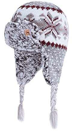 OhMill Cagoule Enfant Hiver Bonnet à Pompons en Tricot Chapeau Ski Cache Oreilles Tour de Cou pour Enfants de 2 à 7 Ans, étoile Grise