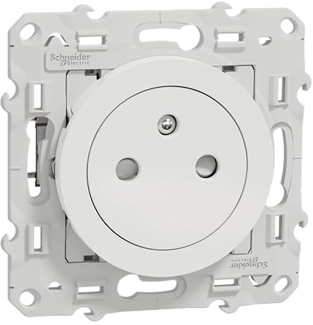 Schneider Electric - Odace - Prise de courant 2P+T affleurante - Blanc - avec griffes - S525052