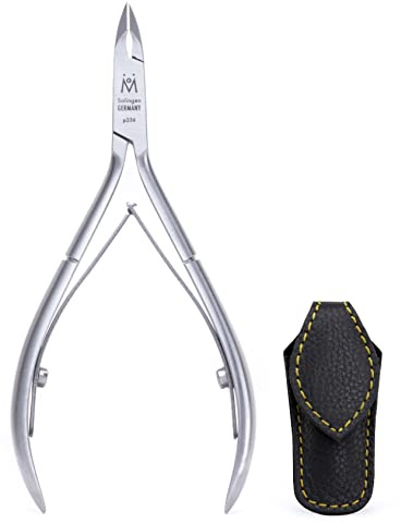 GERMANIKURE Luxury Cuticle Nipper in Leather Case, Double Sharpened, Ethically Made in Solingen Germany