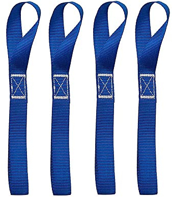 1 tum x 15,7 tum spännslingor Tie-Down Straps mjuka slingor spännremmar, dubbla slingor bältesöglor för bil motorcykel camping klättring, 800 kg arbetsbelastning per rem – blå