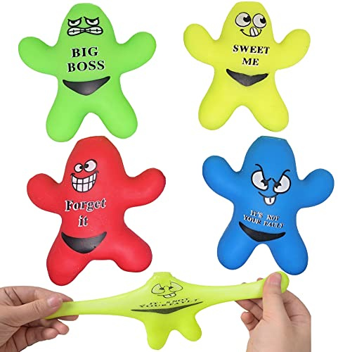 Decompress and Squeeze Dude Stretchy Gel Man-Fidget Toy, Stress Anxiety Relief Sensory Toys for Kids and Adult (4pcs)