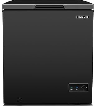 FRIGIDAIRE EFRF5003-BLACK Chest Deep Freezer-Garage-Ready, 5.0 Cu. Ft. Capacity, Black-Adjustable Thermostat-Removable Vinyl Coated Wire Basket-Easy Defrost Drain