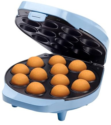 Bestron Waffeleisen für Cake-Pop's im Retro Design, Cake-Pop-Maker inkl. Cake-Pop-Butler, Gabel & 12 Cake-Pop-Sticks, mit Antihaftbeschichtung, 700 W, Farbe: Blau