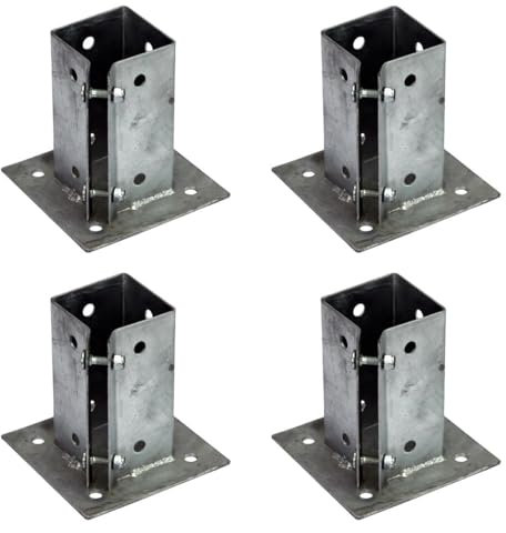 4 x Fence Post Holder 75mm posts Support Bolt Down Shoe Anchor Clamp Grip Galvanised for 75mm x 75mm posts (3) Eliza Tinsley Swiftpost, Pack of 4