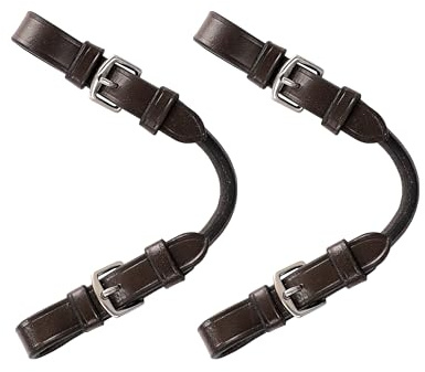 Exion Pelham Roundings Bit Converter – Premium Leather Rein Adapter for English Horse Bridles – One Rein to Two Rein Converter Straps with Stainless Steel Hardware – Havana Brown – Full Size