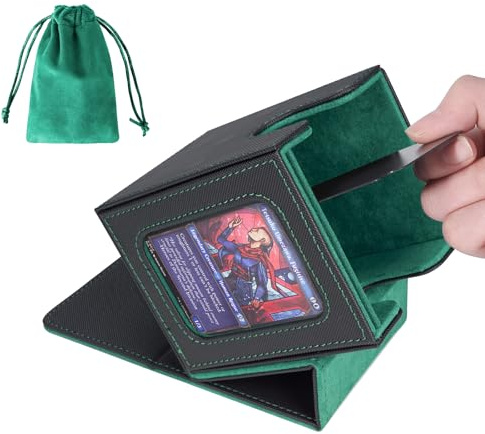 AFIING MTG Deck Box pour affichage Commander, étui pour 100 cartes à double pochette, boîte de rangement pour cartes Magic Commander TCG avec 2 séparateurs, sac à dés et chargement par le haut, noir