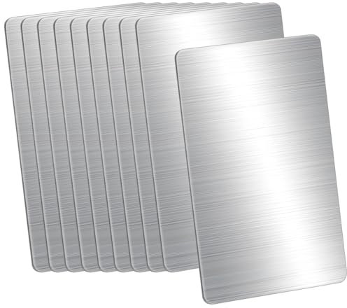 QWORK® 10 Stück Edelstahl Rohlinge Namenskarte Visitenkarte, 8x5x0,1 cm, Gebürstete Oberfläche, Lasergravierte Visitenkarte für Haus & Büro