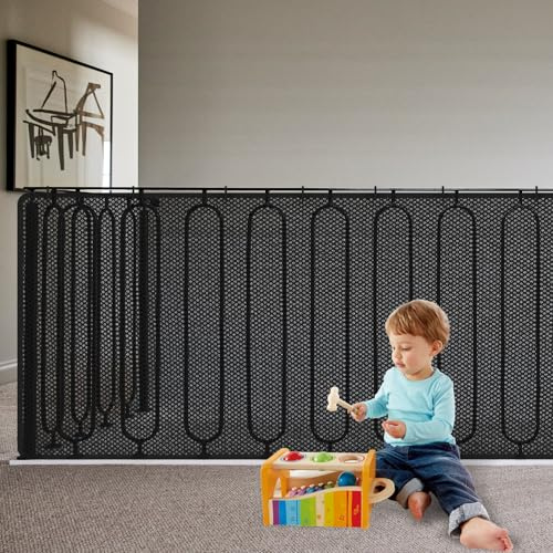 Filet de Sécurité Enfant, Grillage Escalier Sécurité Bébé, Filet de Protection Balustrade Rideau de Protection pour Escalier et Balcon pour Enfant Chat (Noir, S(300 * 90cm))