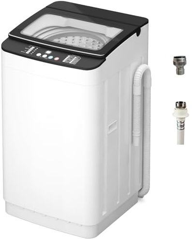 VCJ Portable Washing Machine, 28 Lbs Full-Automatic Portable Washer with 10 Wash Cycles, 24 H Delays, LED Display, Electric Laundry Machine for Apartment, RVs, Dorms