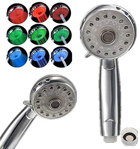 IXMLDAXD Ducha,. Cabezal de Ducha LED Ajustable de Mano, 3 Modos, 3 Colores, Sensor de Temperatura, rociador de baño, Producto de baño, Ducha