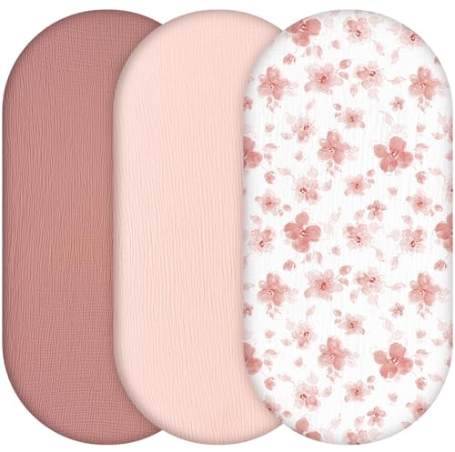 Yukkidds Moses Basket Sheets, Muslin Pram Bassinet Sheets Fitted 81x41 Baby