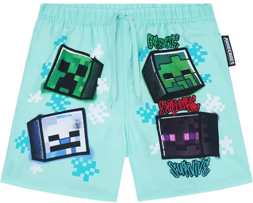 Minecraft | Pokemon | Fortnite baddräkt för pojkar, mesh-shorts, UPF 50, strand- och poolbaddräkt, 5–16 år