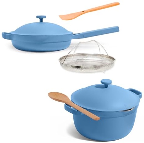 Our Place Cookware Set - 13-Piece Kit Including the Always Pan, Perfect Pot and Spatulas | Toxin-Free Nonstick | Heat Safe up to 450°F | Oven, Stove, Induction Compatible | Forget-Me-Not Blue
