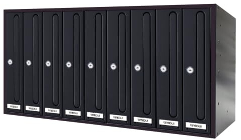 ARREGUI Front Vertical Buzón de Comunidad para Interior | Buzones para Comunidades de Vecinos | Acero Lacado Negro | DIN A4 | 40 x 32 cm (Alto x Fondo) | Cerradura Seguridad EN 13724 | 9 Buzones
