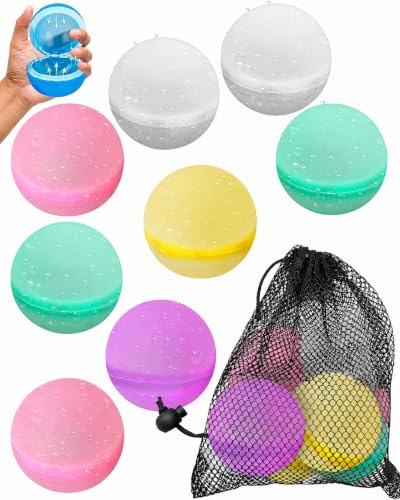 CATZUM Gavettoni & Palloncini d'Acqua Riutilizzabili 8 Pezzi Silicone, Autosigillanti, Ricarica Rapida | Colorati con Sacca Rete per Giochi Estivi Bambini Feste.