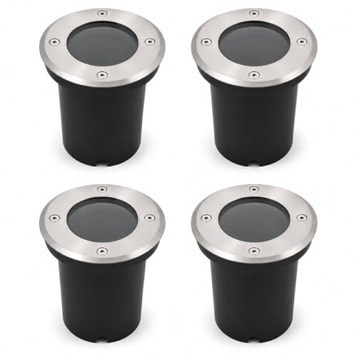 damastoreitalia Faretto Calpestabile tondo GU10 da Incasso per Esterno IP65 Acciaio Inox 220V per Vialetti Giardini (4 pezzi)