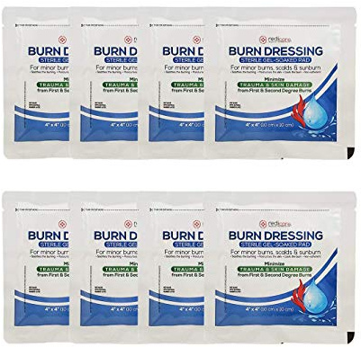8 Pack - Burn Gel Dressing 4 X 4 Burn Care First Aid Treatment for Burns, scalds & sunburns