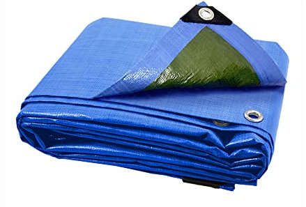 ANSIO Lona Impermeable de 3 x 3 m, Lona Grande para Camping, Multiusos, con protección UV, Resistente a la Intemperie y a Las heladas, Ojales Reforzados, Color Azul y Verde