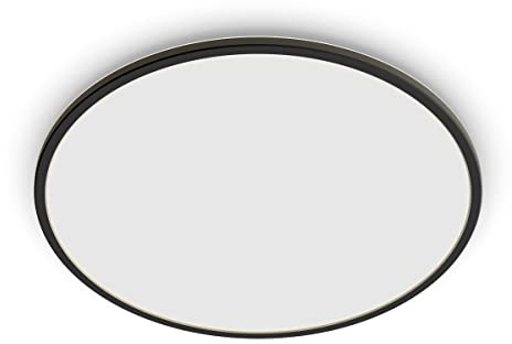 Philips - Plafón Philips SuperSlim, lámpara de techo LED de exterior, color negro, luz blanca neutra, 15W