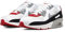 NIKE Air Max 90 LTR Leather Trainers Sneakers Fashion Shoes CD6864 (Photon Dust/Varsity Red/White/Particle Grey 019) UK6 (EU39)