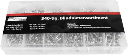 Brüder Mannesmann M13045 Assortiment de 340 rivets aveugles