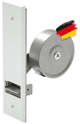 BAUHELD® Rolladen-Gurtwickler Unterputz [Made in Germany] - Maxi Einlass-Gurtwickler aus Stahl - Für Rolladengurt 23mm [ohne Gurt] - Rollladen Aufwickler inkl. Abdeckung Weiß - Lochabstand 160mm