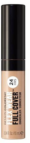 Revlon ColorStay Flex Wear Full Cover, Anticernes haute couvrance, infusé d'acide hyaluronique et de vitamine E, texture flexible et longue tenue, 025 Crème Brulee, 10ml.