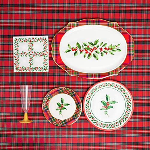 Weihnachts-Einweggeschirr mit Stechpalmen-Design (Set 6 Personen)
