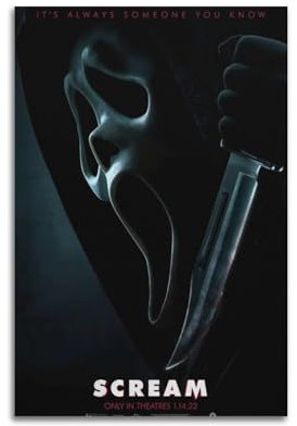 Scream Affiche de Film sur Toile Décoration de la Chambre Affiche Esthétique Affiche Artistique pour Chambre Salon Murs 20x30cm Style Sans Cadre