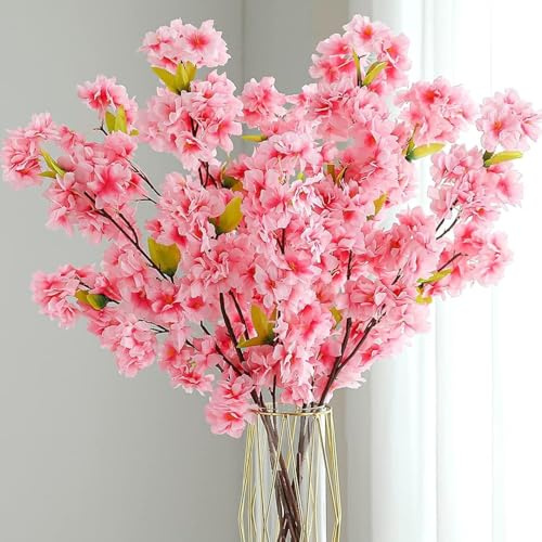 Fiori artificiali da 100 cm, rami di ciliegio, 3 pezzi, decorazione in fiori di ciliegio, composizioni in fiori di ciliegio finti alti per matrimoni, ufficio, feste, tavolo, decorazione per la casa
