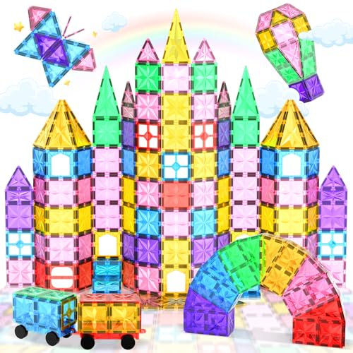 Lovchil Magnetische Bausteine 102 Teile für Kinder ab 3+ Jahre, Magnetbausteine Magnet Spielzeug für Jungen und Mädchen Vorschule Lernen Montessori Kinderspielzeug für 3 4 5 6 7 8 Jahre Geschenk