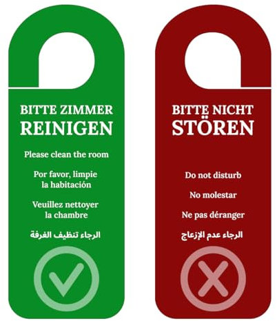 Türschild Hotel Bitte nicht stören Türanhänger beidseitig Rot Grün 5 Sprachen 27x10 cm (50)