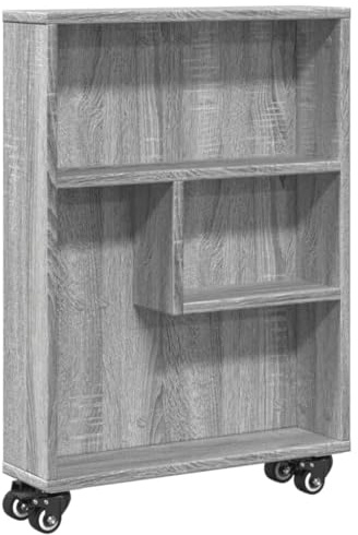 vidaXL Carrello Stretto Grigio Sonoma 48x13x68 cm in Truciolato, Carrello portaoggetti Sottile, Carrello da Cucina su Ruote, Carrello portaoggetti su Ruote