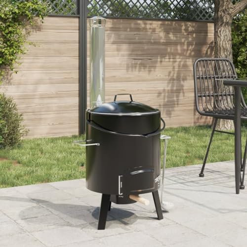 LXYZWRW Kitchen & Dining Goulash Cannon with Chimney and Lid Black Enamelled Steel Kitchen Appliances