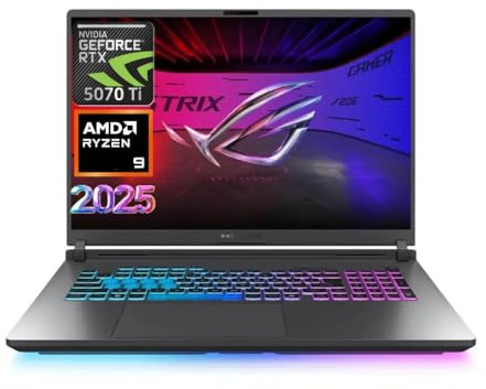 ASUS Latest 2025 ROG Strix G16 Gaming Laptop, 16 FHD 165Hz Display, 16-Core AMD Ryzen 9 8940HX, RTX 5070 Ti, 32GB RAM, 1TB SSD, Eclipse Grey
