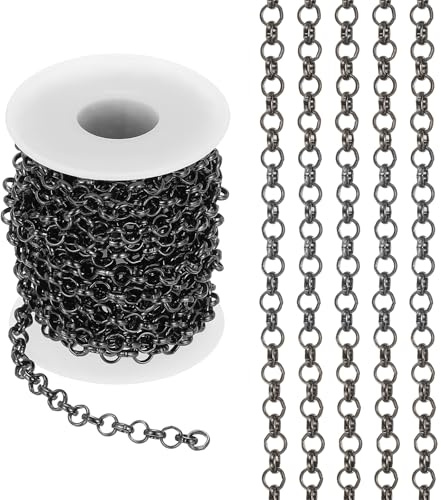 PATIKIL 16,4 fot cirkel länkkedja, 6 mm kedjerulle pansarkedja smycken tillverkning länkar spole metall hantverk kedja halsband kedjor för gör-det-själv tillverkning tillbehör halsband armband