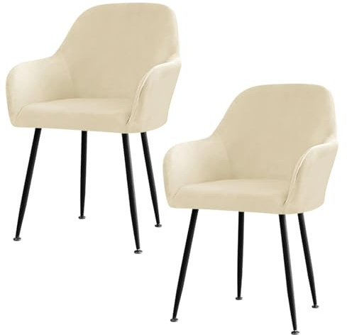 DEARBAG 2 stycken stolsöverdrag med ryggstöd, sammet, elastiskt stolskydd med armstöd, tvättbart, universellt stolsöverdrag för matsal, kontor, stolsöverdrag (beige)