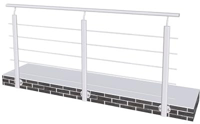 AICA Barandilla de aluminio - barandilla de escalera con 3 postes para interior y exterior escaleras, parapeto, balcón - fijaciones lateral (200cm)
