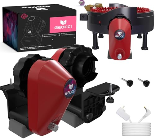 GEOCCI Electric Knitting Machine Adapter for ADDI 46-Needle Round Knitting Machine (Red and Black)