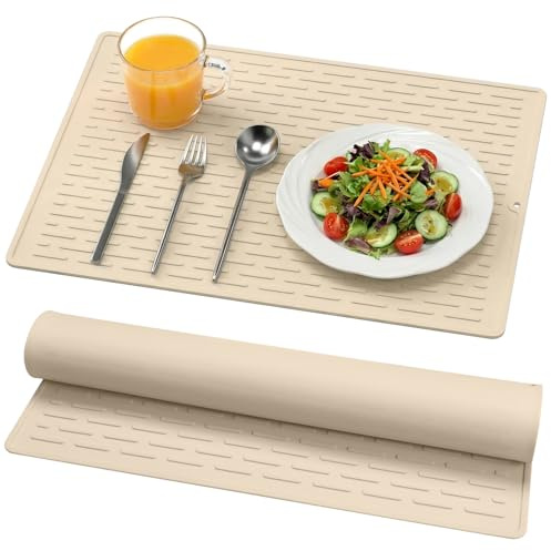 Tapis D'éGouttoir à Vaisselle En Silicone Avec Rainures IntéGréEs, 30 X 40 cm, Facile à Nettoyer, Multi-Usage, Pour Comptoirs De Cuisine, RevêTement D'éVier Ou Rangement Au RéFrigéRateur