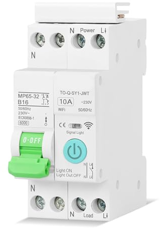 Tomvorks Intelligent WiFi Kretsbrytare Fjärrkontroll APP för Smarta Hem, Flamskyddande Material (1P-16A utan mätfunktion)