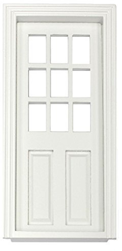 MyTinyWorld Dolls House Miniature White Painted 9 Panel Glazed Wood Door Age 14+
