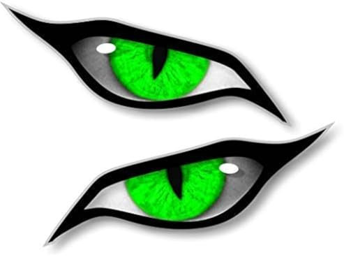 Paar Evil Eyes mit Grünem Iris Vinyl Drohne Motorrad Helm Auto Aufkleber Sticker 70x30mm Each