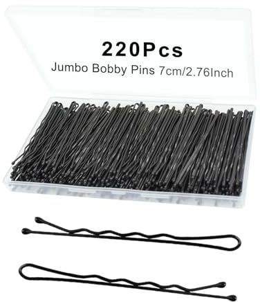 YINGFENG 220pcs Large 2.76-Inch Bobby Pins for Women, Super Grip Black Hair Clips with Box - Reusable Non-Slip Pins for Thick, Long Hair